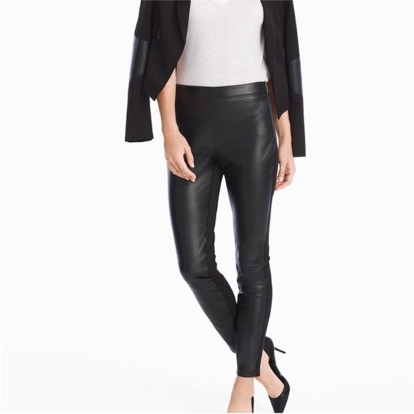 WHBM Faux Leather Leggings With Ponte Back & Leather Front - Picture 3 of 4